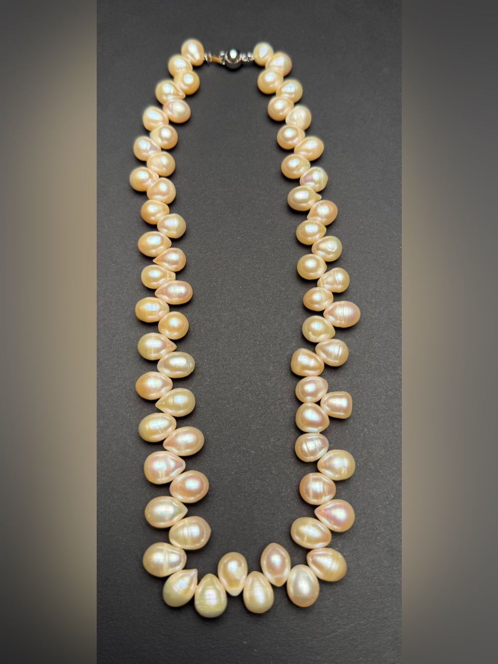 Freshwater champagne teardrop pearl necklace